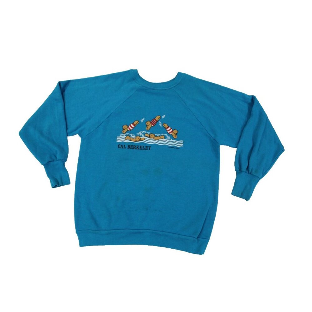 Vintage California Berkley Swimming Bears Crewneck Crew Sweatshirt Sweater 80s M - Picture 8 of 8